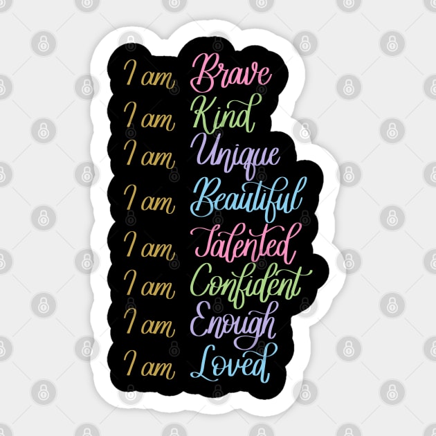 Self Love Daily Affirmations in Black - Positive Affirmations - Sticker