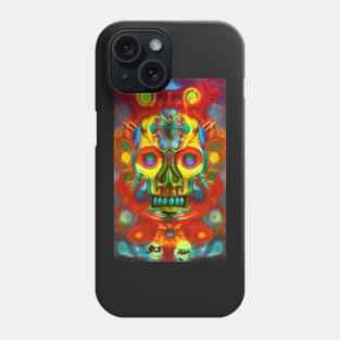 a painting of a colorful skull with many eyes, a digital painting, by Android Jones, psychedelic art, salvia droid, lsd Phone Case