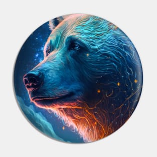 Gizzly Bear Animal Portrait Painting Wildlife Outdoors Adventure Pin