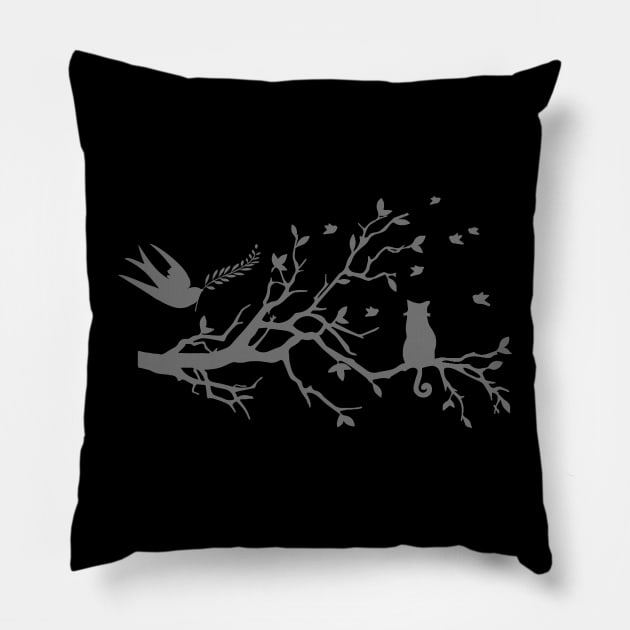 The birds on the tree branch Pillow by sarrah soso