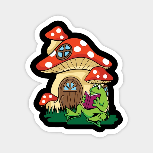 Cottagecore Aesthetic Frog Bookworm Goblincore Magnet by Alex21