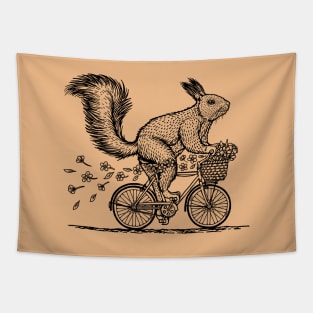 Squirrel Riding On Bike Tapestry