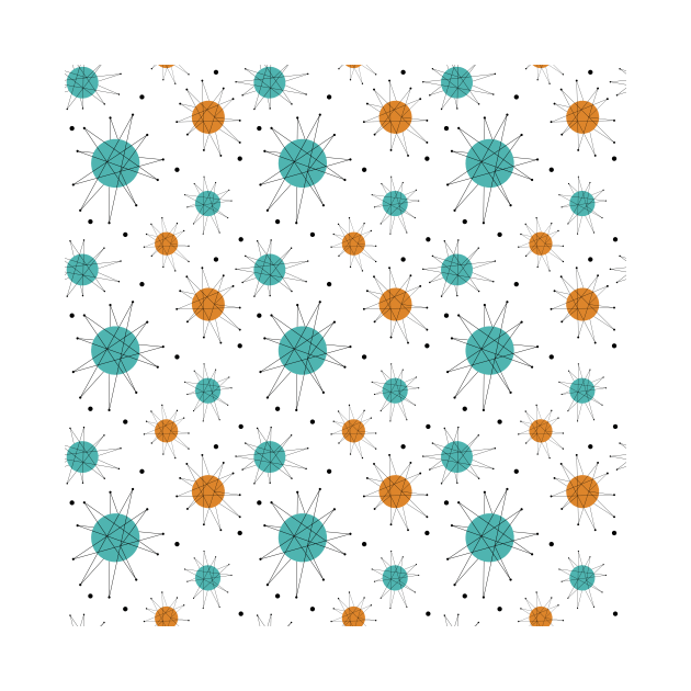 Atomic Age Turquoise Orange Franciscan Starburst Mid Century Pattern by OrchardBerry