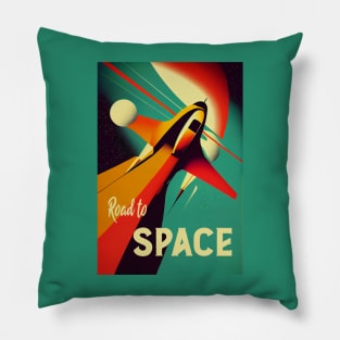 Space Adventure Vintage Travel Poster Pillow