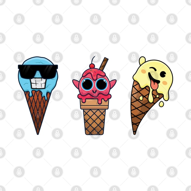 Happy, cool, and wink ice cream emotes by TTirex