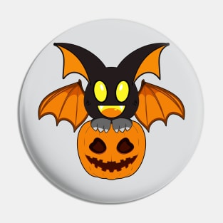 Pumpkin Halloween Bat Cartoon Orange Scary Pin
