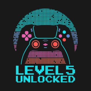 5 Year Old Gamer Gaming 5Th Birthday - Level 5 Unlocked T-Shirt