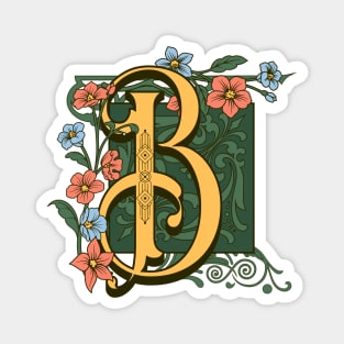 Art Nouveau Letter B, Ornamental Letter B, Art Deco Magnet