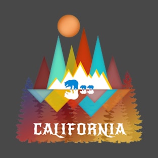 California Nature Life Outdoors Mountains Bear Lover Abstract Triangles T-Shirt