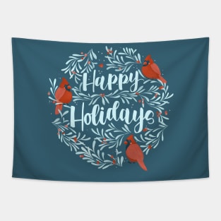 Happy Holiday Cardinals Tapestry