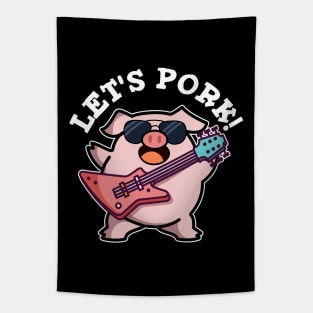 Let's Pork Cute Rock And Roll Pig Pun Tapestry