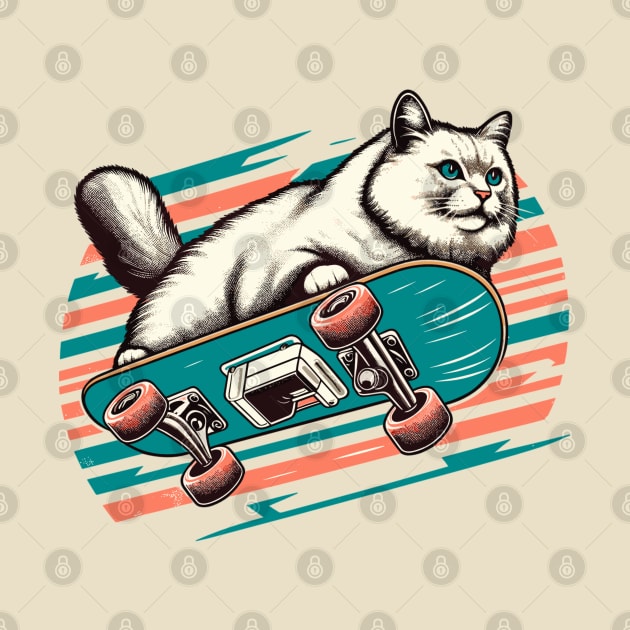 Cat Skateboard | Fluffy Cat in Air by AlephArt