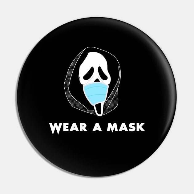 Wear a Mask Halloween Scream Pandemic Pin by baysideremix