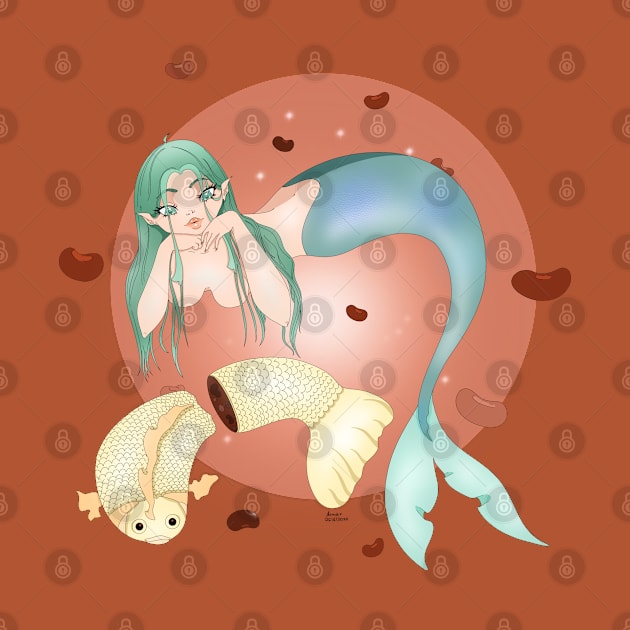 Cute mermaid with a taiyaki by XoXy24