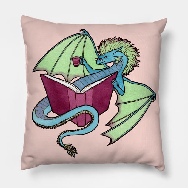 Bookwyrm: A Book Dragon Pillow by MarinaIllustration