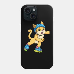 Cute cat at the inline skating Phone Case