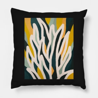 Abstract tropical leaves, Plant, Line art Pillow