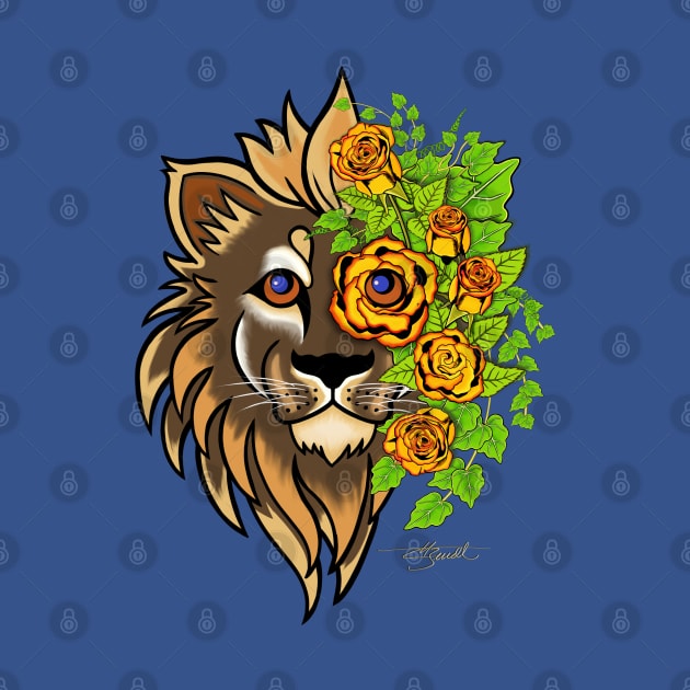 Lion with Roses by Christopher Bendt