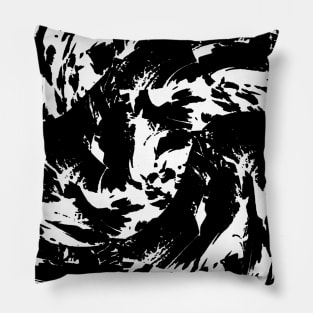 Black and White Paint Splatter Graffiti Pillow