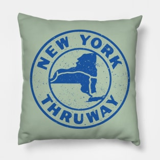 New York State Thruway Vintage 1960 Logo Blue Transparent Distressed Pillow