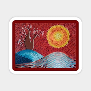 abstract painting- outback Australia landscape in pointillism - dot art, painting Magnet