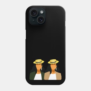 Madeira Island female couple no face illustration using the traditional straw hat Phone Case