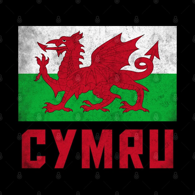 Wales / Cymru Vintage Faded Flag Design by DankFutura