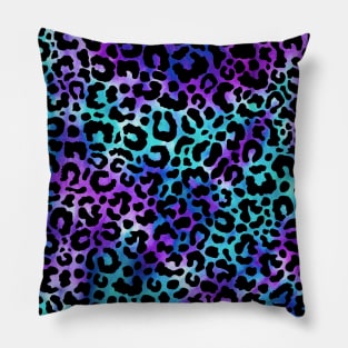 Cute Tie Dye Purple Blue Boho Leopard Print Pillow