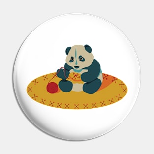 Panda doing embroidery Pin