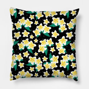 Frangipanis on Black Pillow