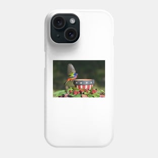 Painted Bunting Bird Saluting the American Flag Bowl Phone Case