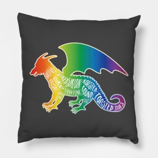 Rainbow Dragon on Black - Fantasy Butcher Cuts of Meat Pillow