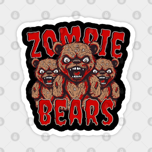 Creepy Zombie Teddy Bear Trio Magnet by ArtisticRaccoon