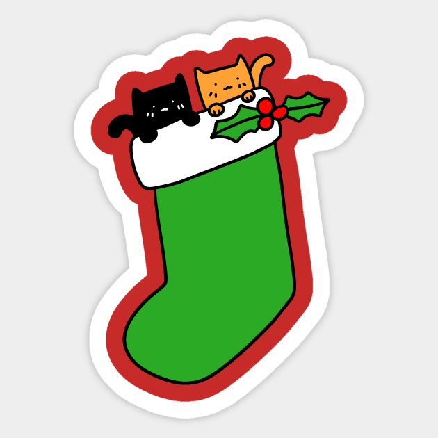 Black and Orange Stocking Kittens - Kitten - Sticker