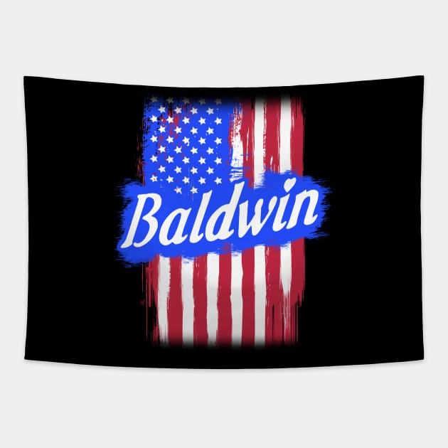 American Flag Baldwin Family Gift For Men Women, Surname Last Name Tapestry by darius2019