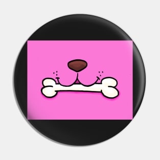 Dog Mouth With Bone Face Mask (Pink) Pin