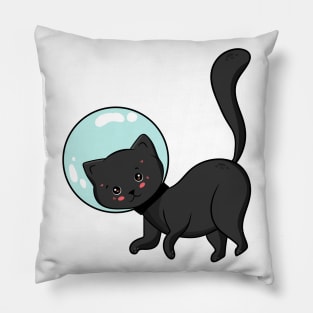 Cute cartoon black cat astronaut. Pillow