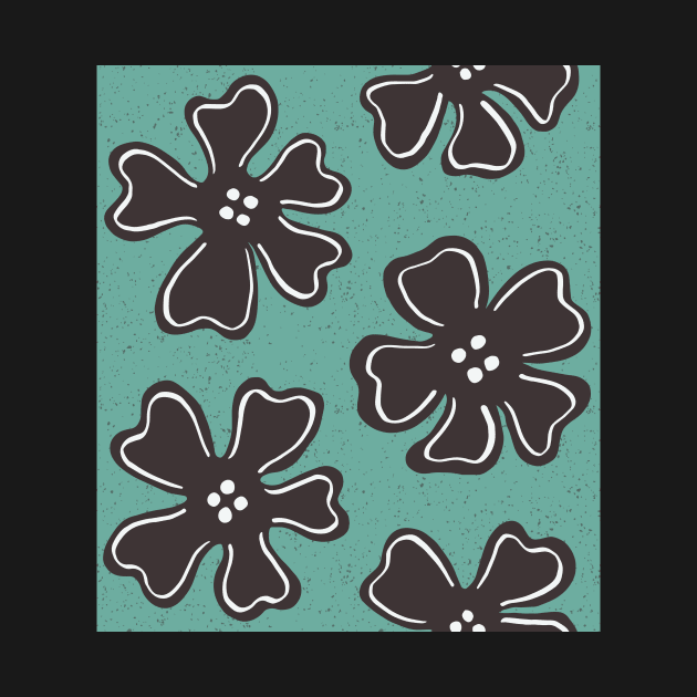 Pattern of button flowers on turquoise green by colorofmagic