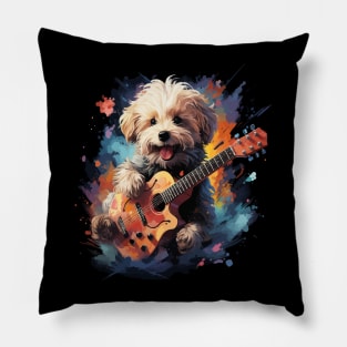 Bichon Frise Playing Guitar Pillow