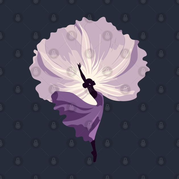 Ballet dancer in a purple dress dancing, floral background, Vector illustration, tiptoe ballet performer by Nora Liak