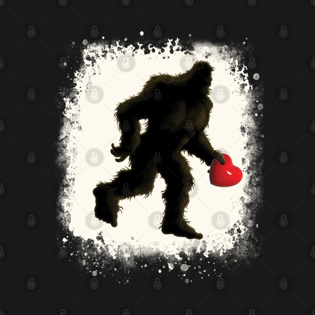 Bigfoot Sasquatch Valentines Red Heart by Studio Hues