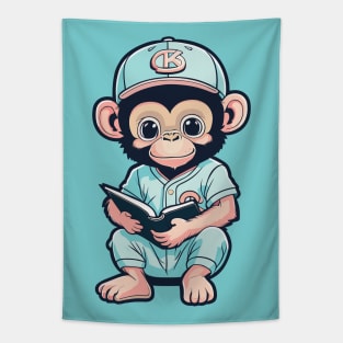 Monkey Baseball Player Tapestry