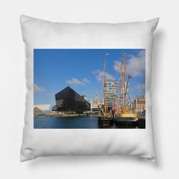 The Liverpool Waterfront, England, UK Pillow by millroadgirl