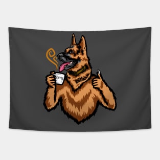 German Shepherd Coffee Design Drawing Portrait Head Funny Tapestry