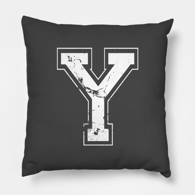 Initial Letter Y White Jersey Sports Athletic Player Pillow by porcodiseno