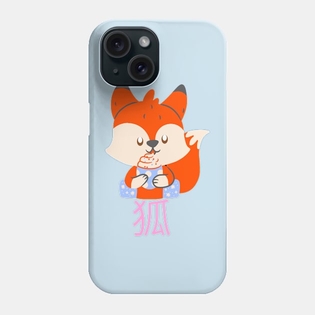 Kawaii japanese fox Phone Case by LukjanovArt