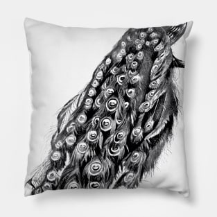 Black Peacock Pillow