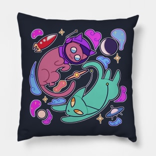 Space Cat and Alien Cat Pillow