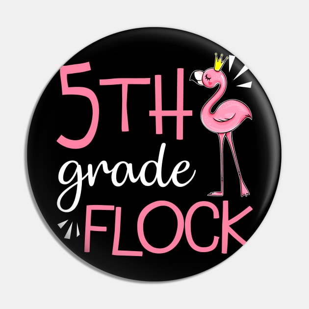 Flamingo Back To School 5th Fifth Grade Flock Pin by Elliottda