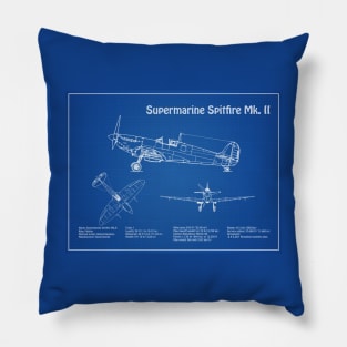 Supermarine Spitfire Mk. II - Airplane Blueprint - AD Pillow